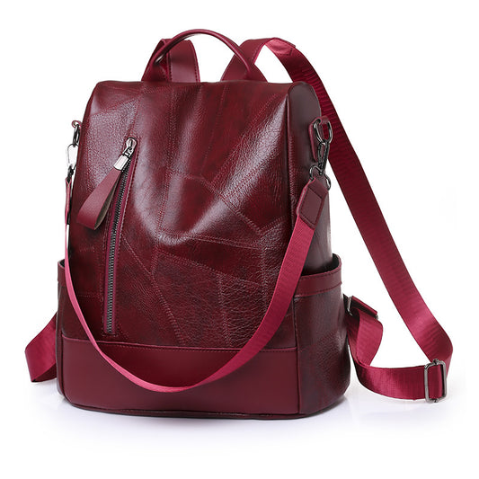 Unisex Retro PU Leather Backpack: Simple, Lightweight, Large Capacity