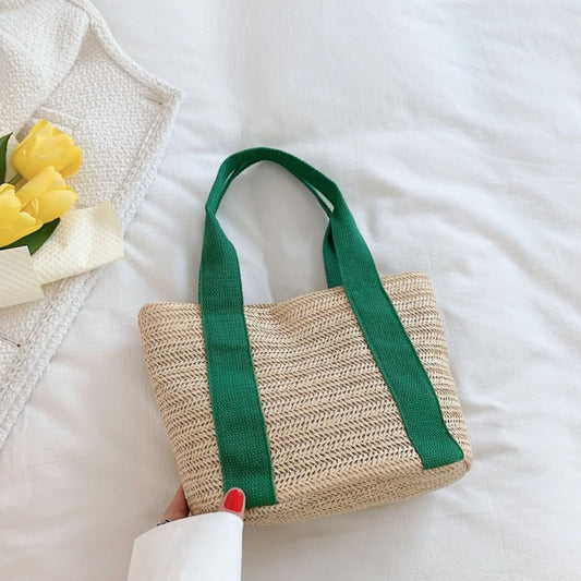 Canvas Straw Woven Tote Bag: Simple and Stylish Shoulder Bag for Women