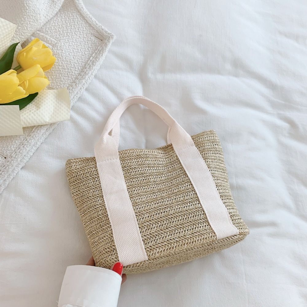 Canvas Straw Woven Tote Bag: Simple and Stylish Shoulder Bag for Women